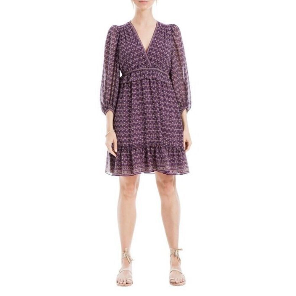 Max Studio Floral Balloon Sleeve A-line Dress